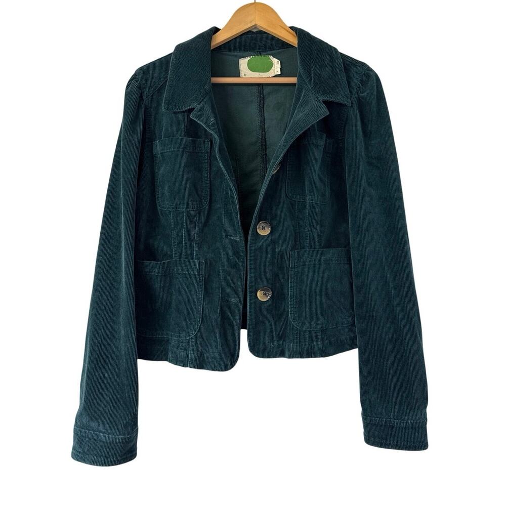 Anthropologie Cropped Corduroy Jacket | Women’s L in Teal Green - Picture 2 of 11